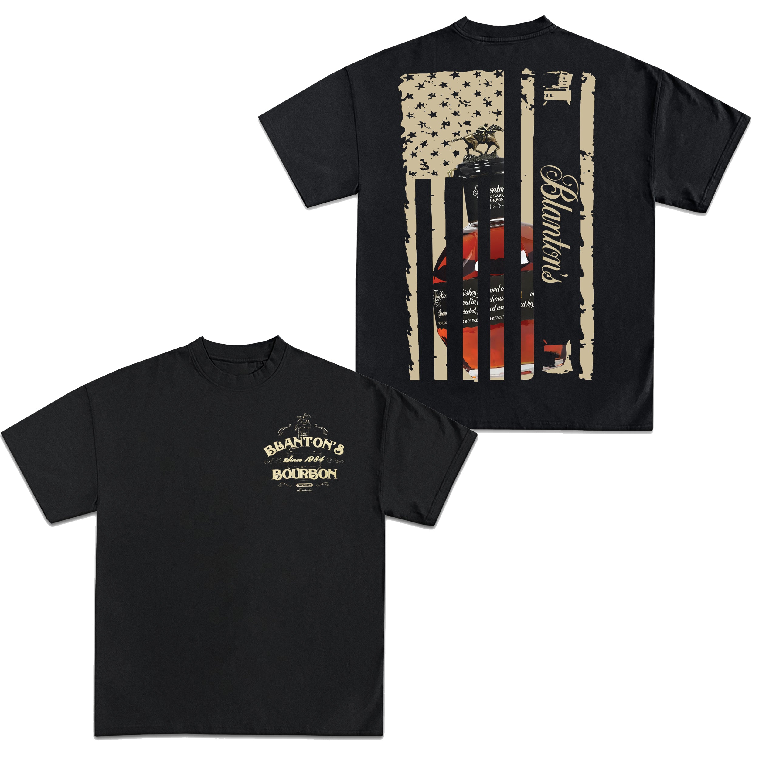 Blanton's Bourbon US Flag T-Shirt | Patriotic Whiskey Graphic Tee