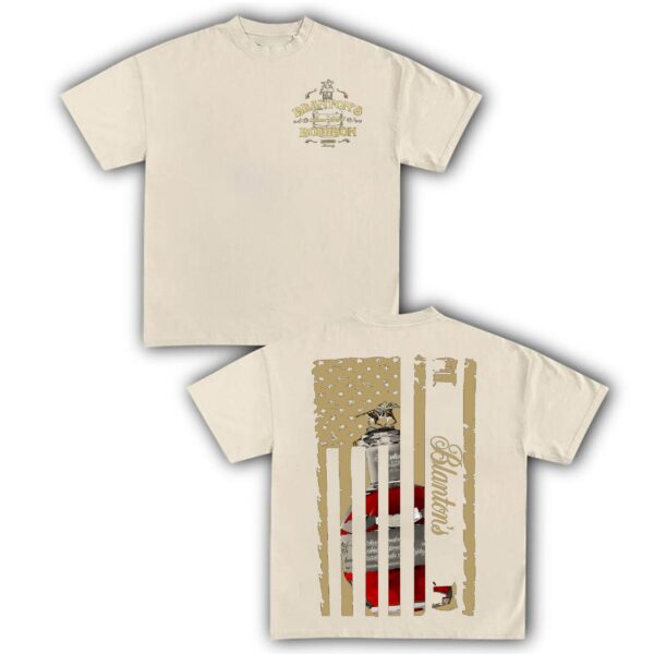 Blanton's Bourbon US Flag T-Shirt | Patriotic Whiskey Graphic Tee - Image 3